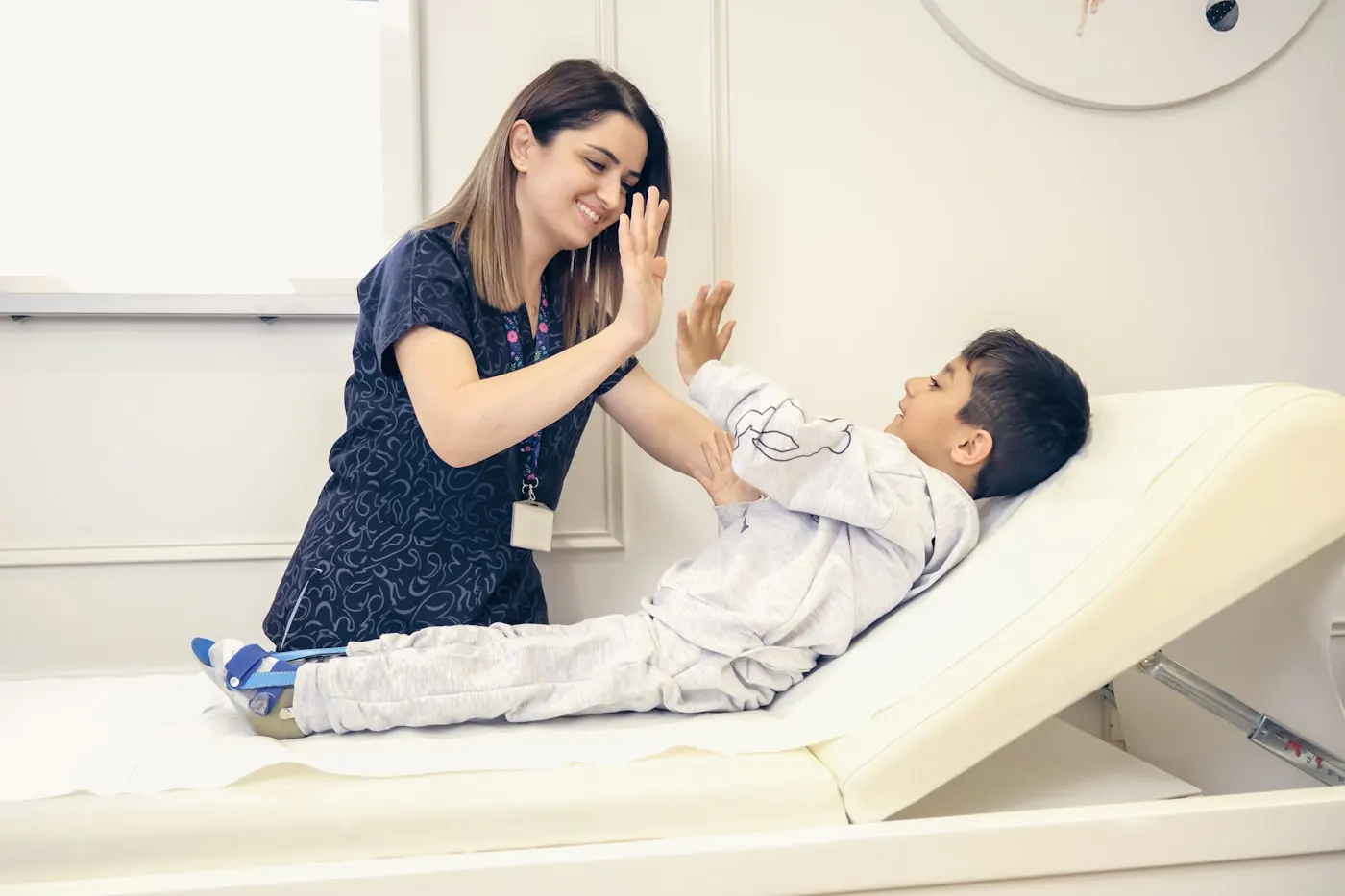 A moment of achievement in a funded therapy session.